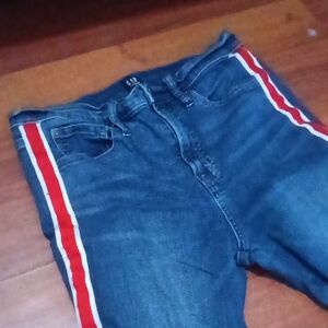 GAP Denim Jacket in Light Gray and Navy Print